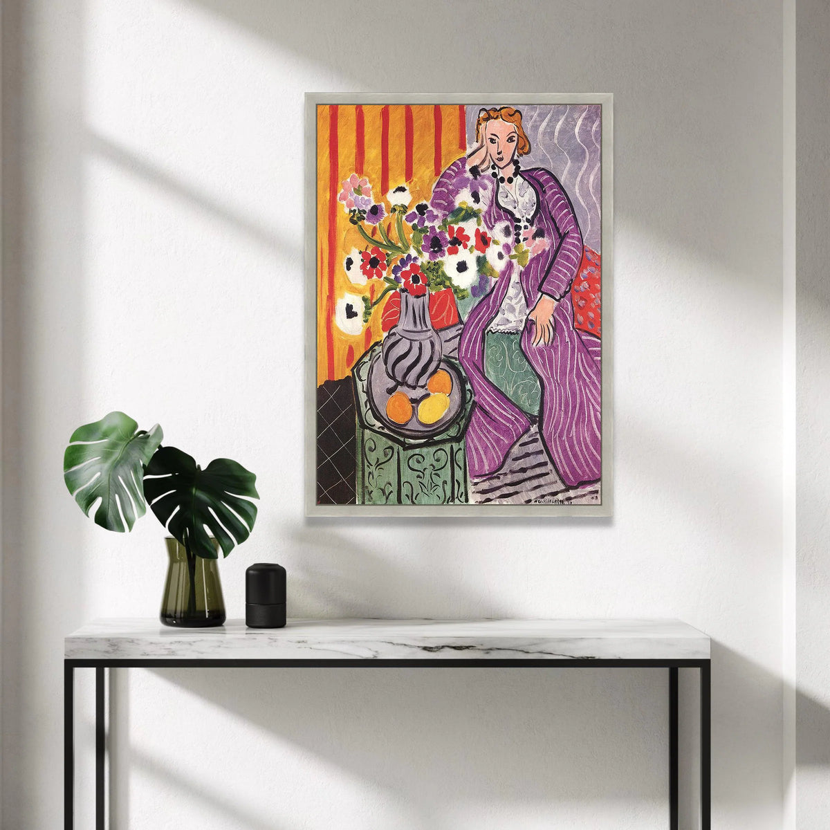 Elegant Woman Reclining Canvas Wall Art, Colorful Floral Still Life, Modern Art Print, Home Decoration Painting, Vibrant Canvas Print Art