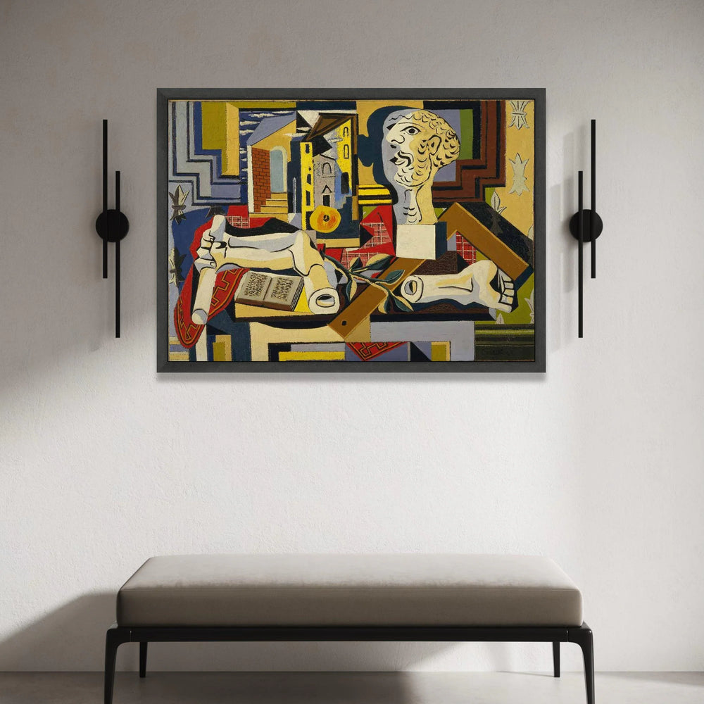 Abstract Cubist Still Life Canvas, Geometric Shapes Wall Art, Modern Art Decor, Vintage Style Canvas Painting, Artistic Canvas Print Art