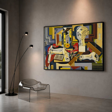 Abstract Cubist Still Life Canvas, Geometric Shapes Wall Art, Modern Art Decor, Vintage Style Canvas Painting, Artistic Canvas Print Art