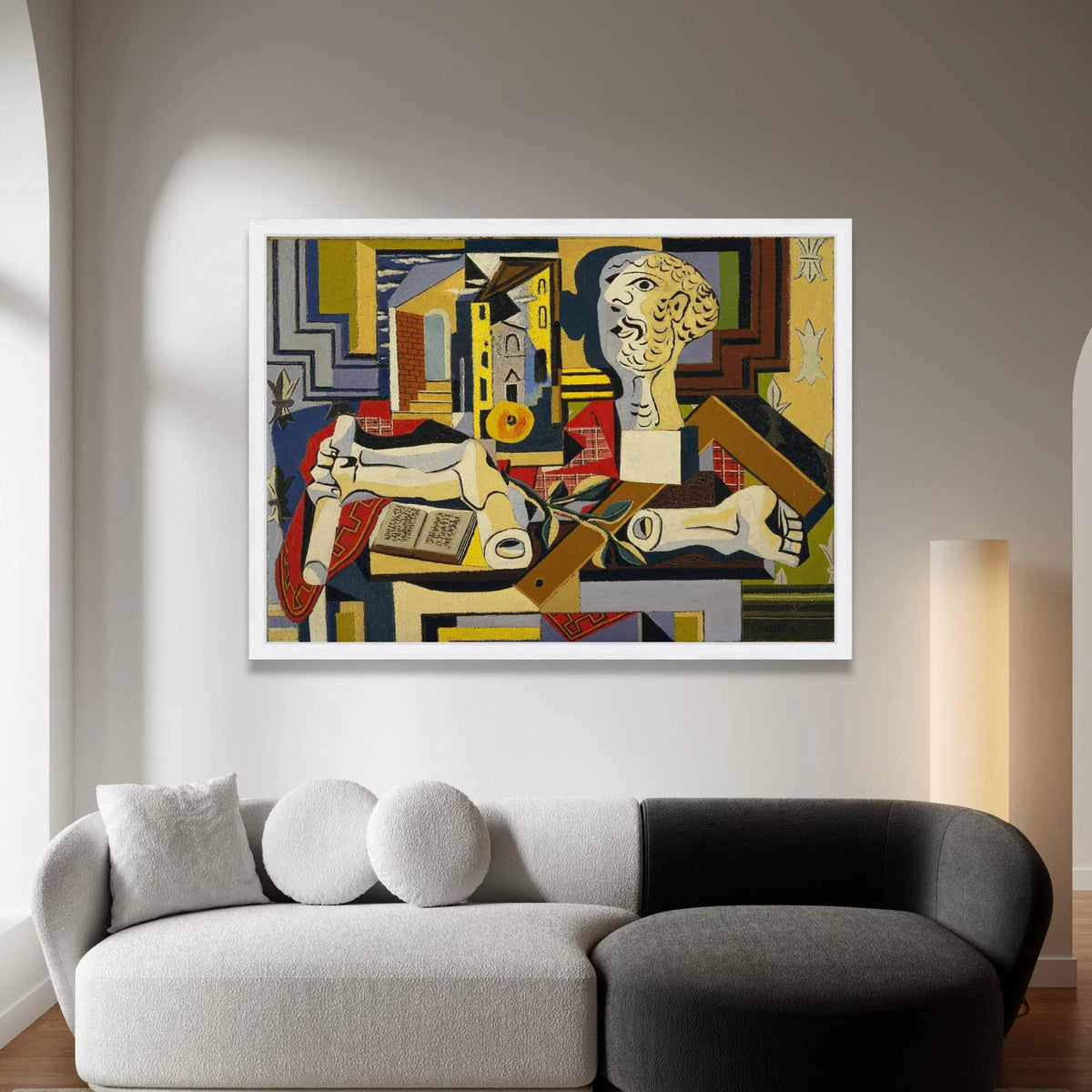 Abstract Cubist Still Life Canvas, Geometric Shapes Wall Art, Modern Art Decor, Vintage Style Canvas Painting, Artistic Canvas Print Art