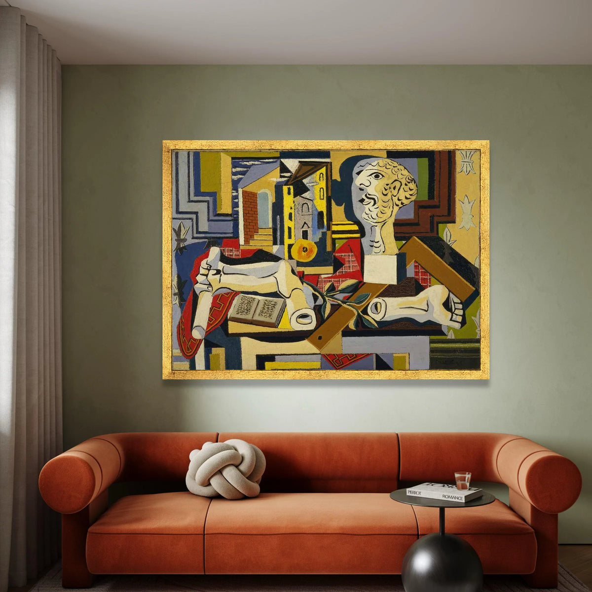 Abstract Cubist Still Life Canvas, Geometric Shapes Wall Art, Modern Art Decor, Vintage Style Canvas Painting, Artistic Canvas Print Art