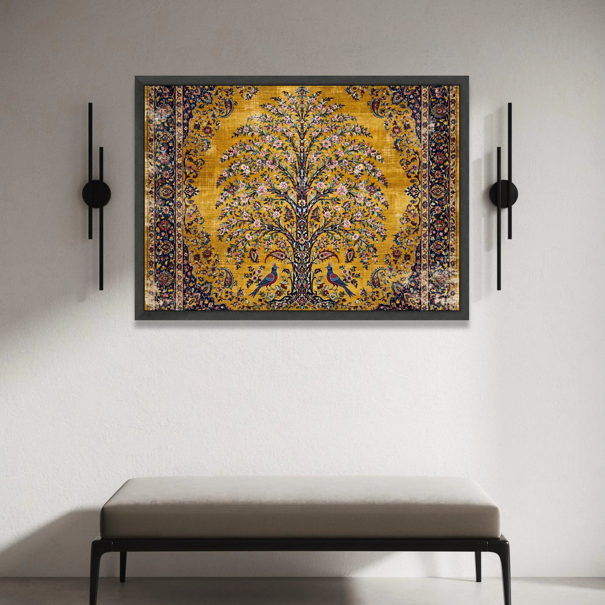 Ornate Tree of Life Canvas Wall Art, Vintage Floral Design, Decorative Nature Canvas, Botanical Wall Decor, Elegant Home Canvas Print Art