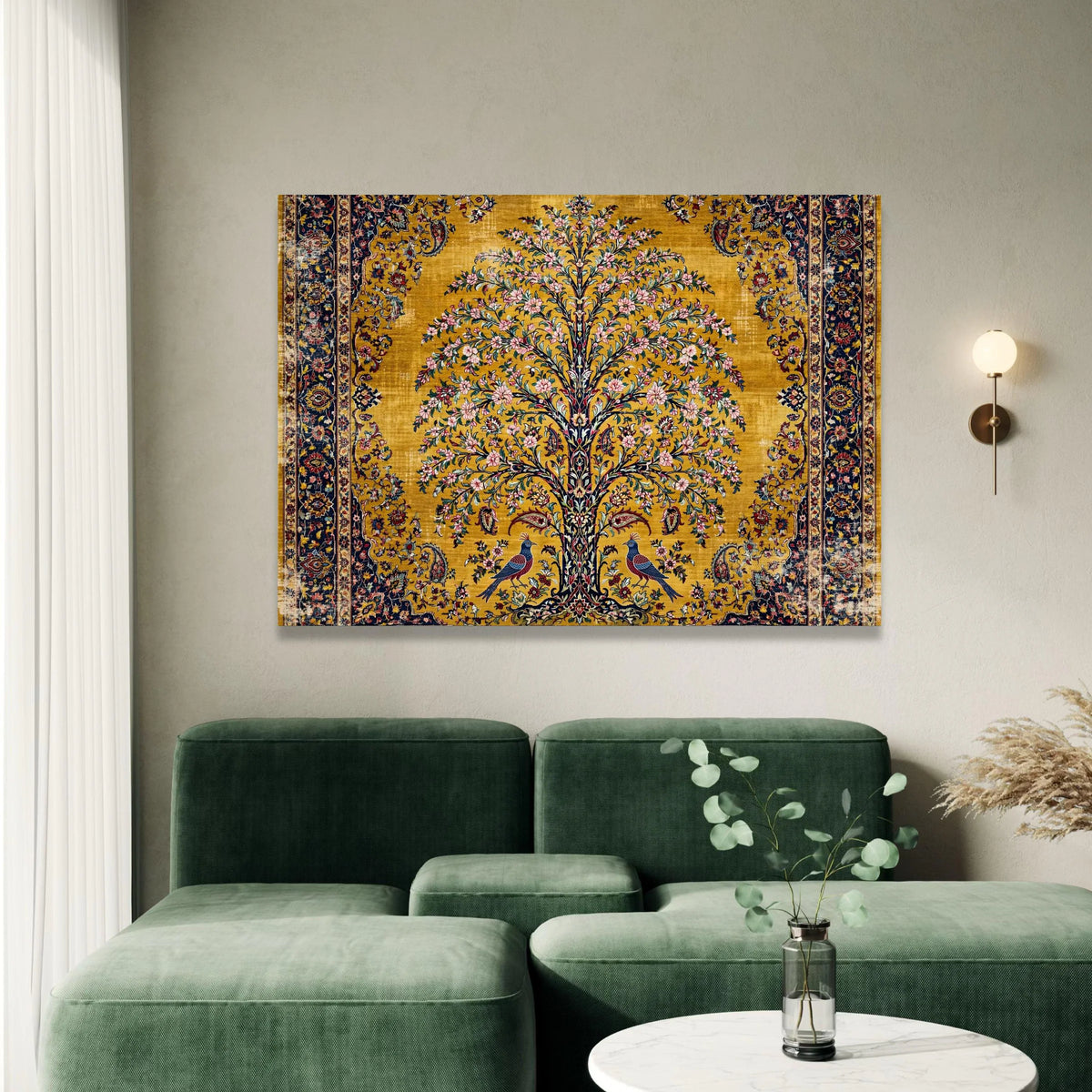 Ornate Tree of Life Canvas Wall Art, Vintage Floral Design, Decorative Nature Canvas, Botanical Wall Decor, Elegant Home Canvas Print Art