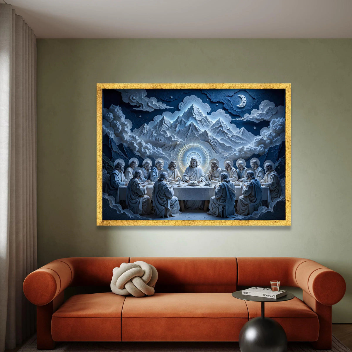 Last Supper Canvas Wall Art, Religious Jesus Christ Painting, Spiritual Dining Scene, Christian Home Decor, Illuminated Canvas Print Art