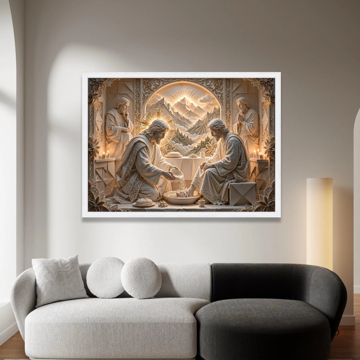 Religious Foot Washing Scene Canvas Wall Art, Spiritual Christian Decor, Jesus Cleansing Feet, Sacred Home Decoration, Canvas Print Art