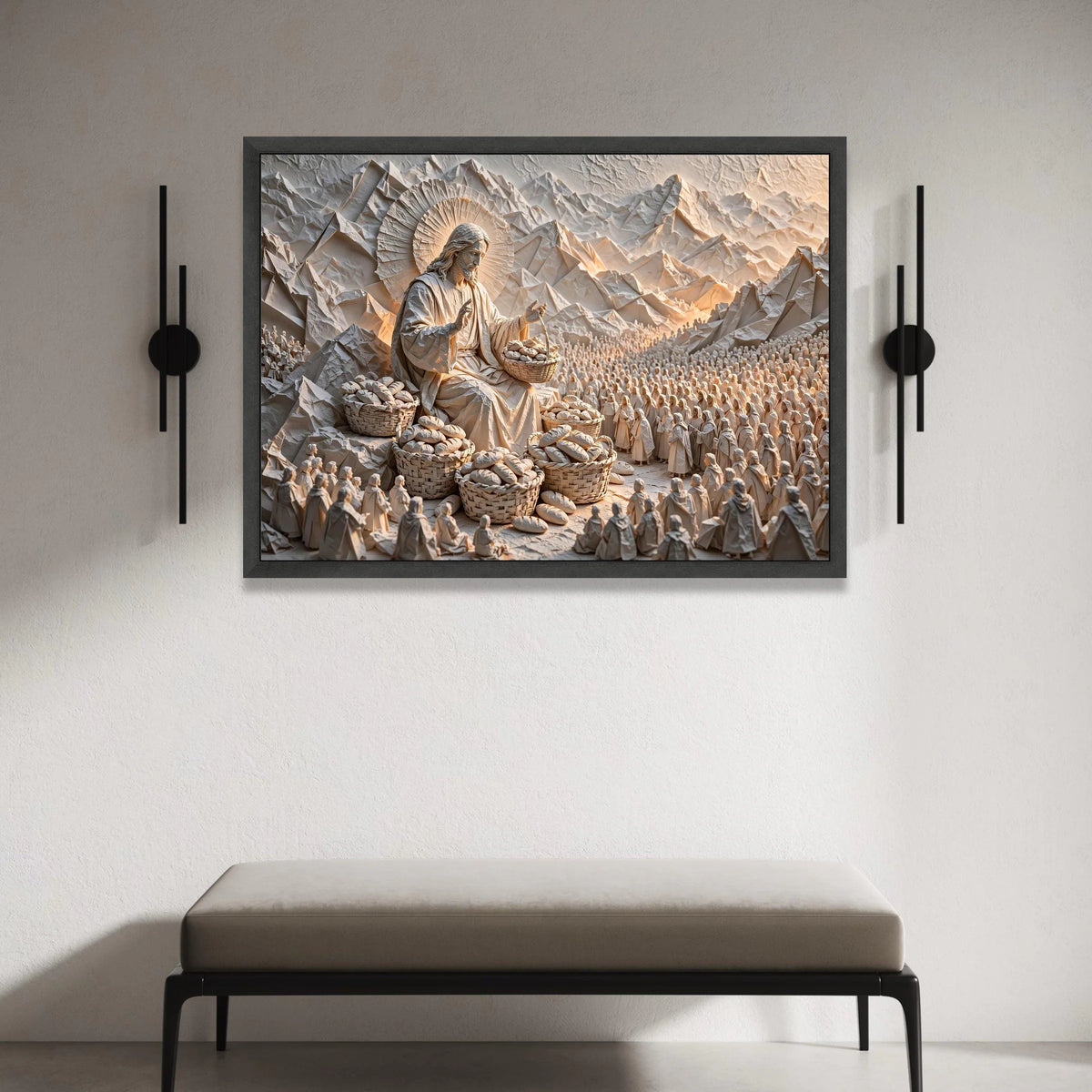 Jesus Feeding the Multitude Canvas, Religious Wall Art, Christian Bible Scene, Spiritual Home Decor, Inspirational Canvas Canvas Print Art