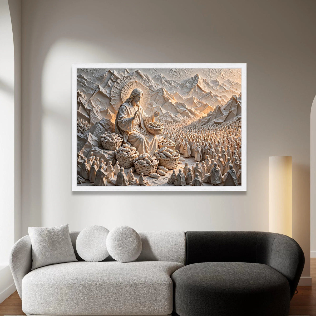 Jesus Feeding the Multitude Canvas, Religious Wall Art, Christian Bible Scene, Spiritual Home Decor, Inspirational Canvas Canvas Print Art