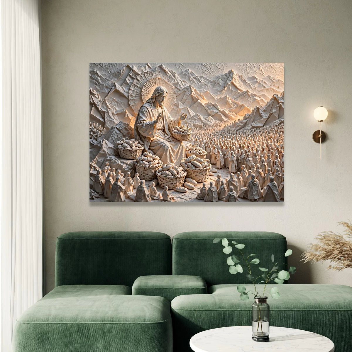 Jesus Feeding the Multitude Canvas, Religious Wall Art, Christian Bible Scene, Spiritual Home Decor, Inspirational Canvas Canvas Print Art