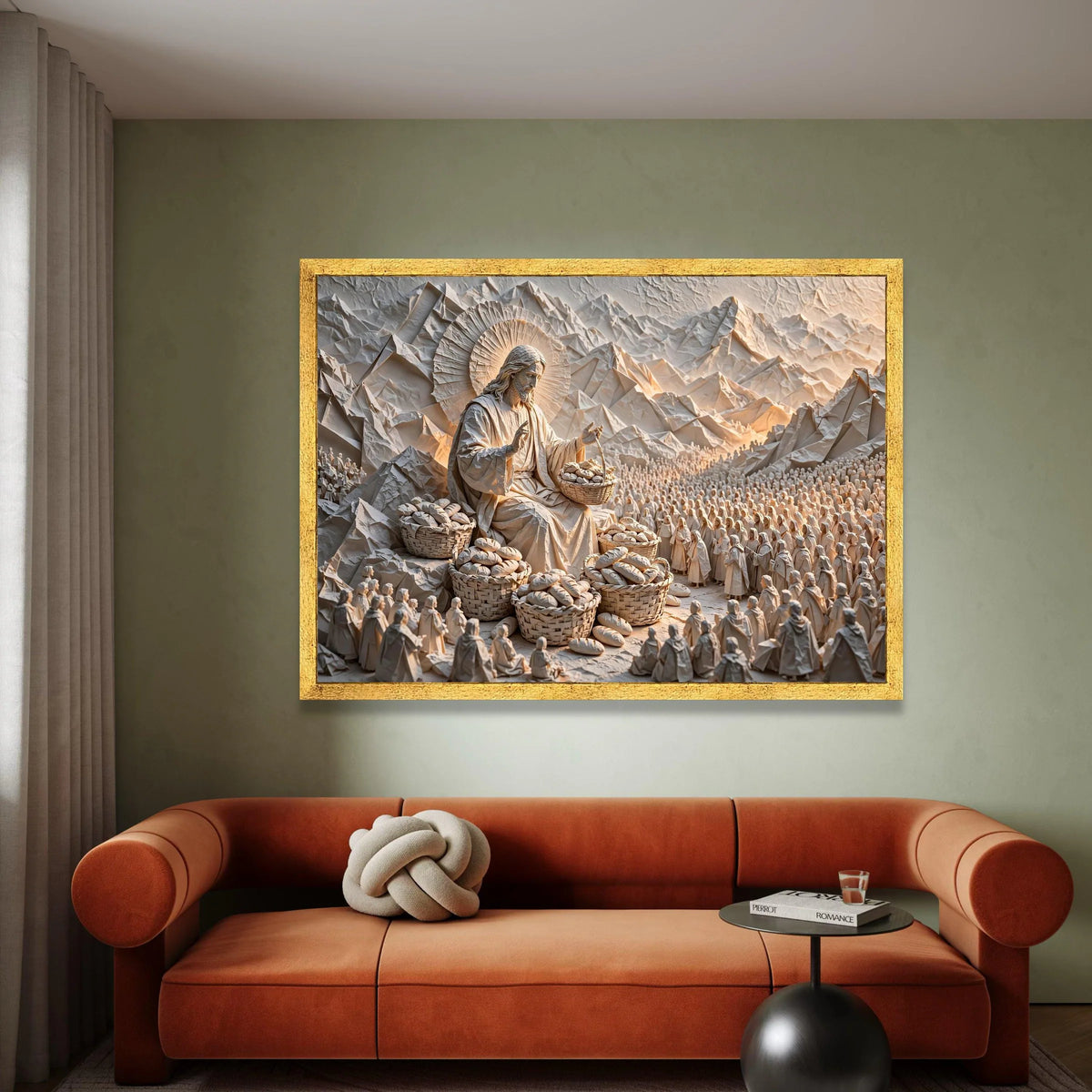 Jesus Feeding the Multitude Canvas, Religious Wall Art, Christian Bible Scene, Spiritual Home Decor, Inspirational Canvas Canvas Print Art