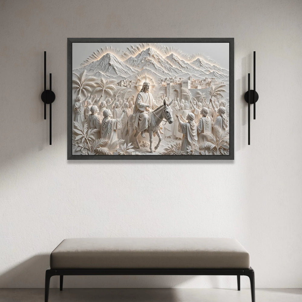 Jesus Triumphal Entry Canvas, Palm Sunday Wall Art, Religious Christian Decor, Inspirational Biblical Scene Canvas, Faith Canvas Print Art