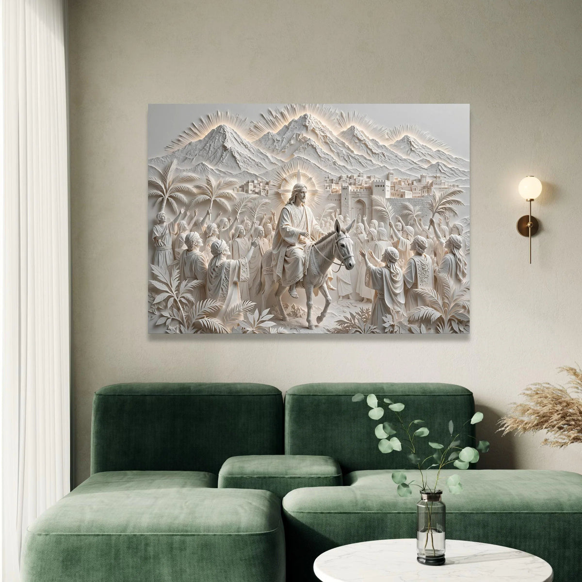 Jesus Triumphal Entry Canvas, Palm Sunday Wall Art, Religious Christian Decor, Inspirational Biblical Scene Canvas, Faith Canvas Print Art