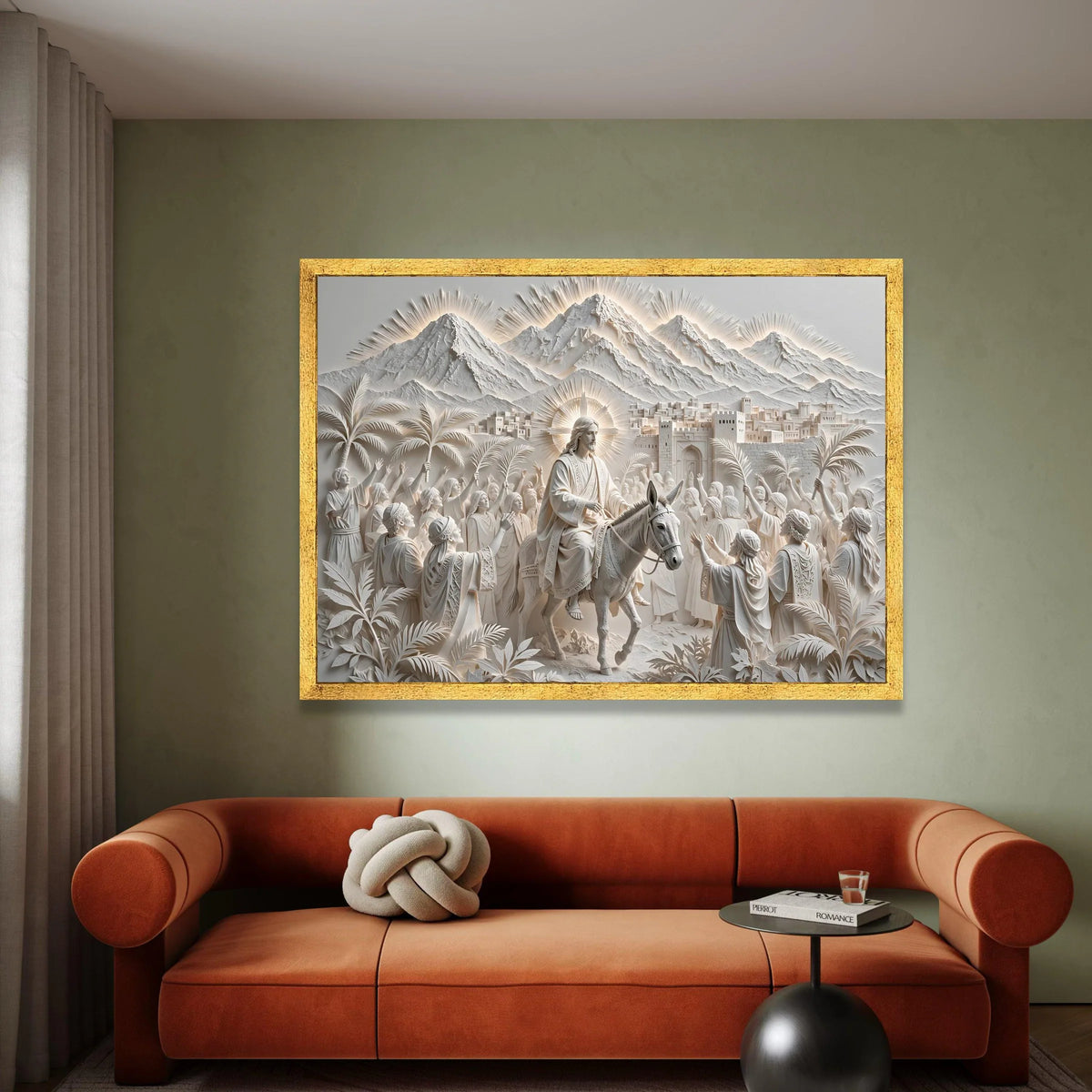 Jesus Triumphal Entry Canvas, Palm Sunday Wall Art, Religious Christian Decor, Inspirational Biblical Scene Canvas, Faith Canvas Print Art