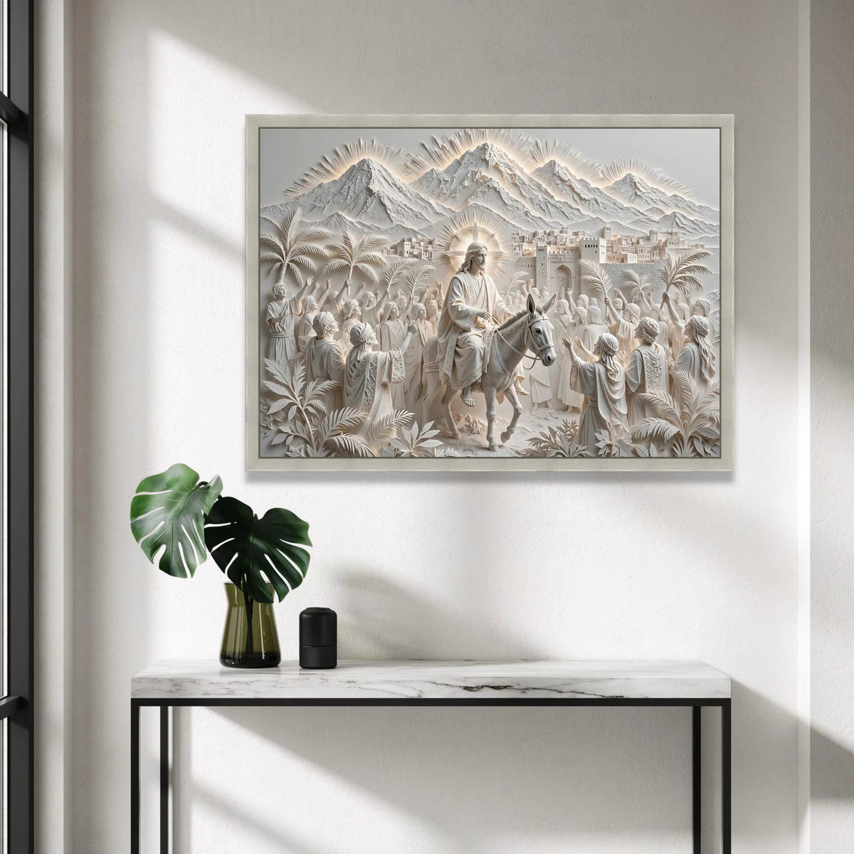 Jesus Triumphal Entry Canvas, Palm Sunday Wall Art, Religious Christian Decor, Inspirational Biblical Scene Canvas, Faith Canvas Print Art
