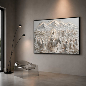 Jesus Triumphal Entry Canvas, Palm Sunday Wall Art, Religious Christian Decor, Inspirational Biblical Scene Canvas, Faith Canvas Print Art