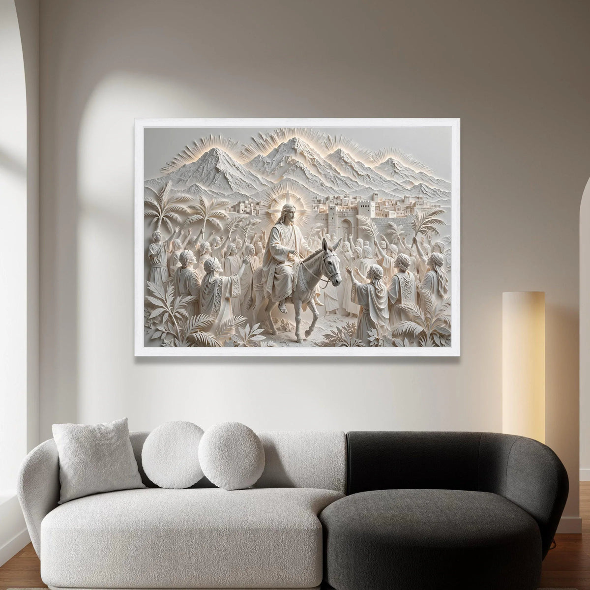 Jesus Triumphal Entry Canvas, Palm Sunday Wall Art, Religious Christian Decor, Inspirational Biblical Scene Canvas, Faith Canvas Print Art