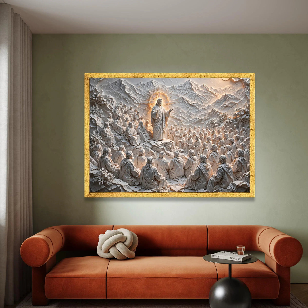 Inspirational Sermon Scene Canvas Wall Art, Jesus Teaching Disciples, Religious Devotional Decor, Spiritual Christian Canvas Print Art
