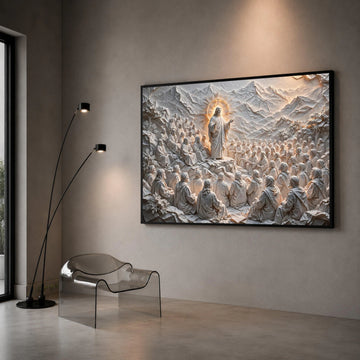 Inspirational Sermon Scene Canvas Wall Art, Jesus Teaching Disciples, Religious Devotional Decor, Spiritual Christian Canvas Print Art