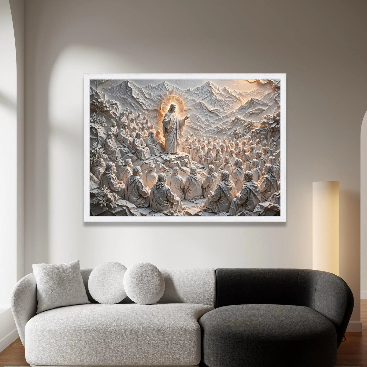 Inspirational Sermon Scene Canvas Wall Art, Jesus Teaching Disciples, Religious Devotional Decor, Spiritual Christian Canvas Print Art