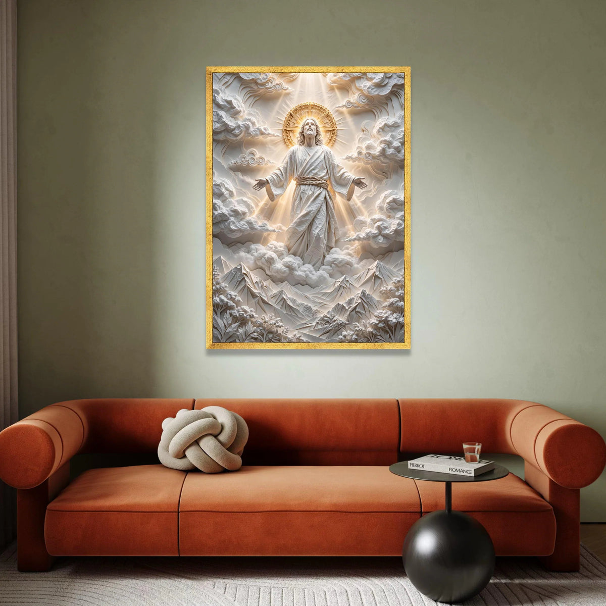 Divine Ascension Canvas Wall Art, Spiritual Jesus Illustration, Radiant Halo Religious Decor, Inspirational Christian Canvas Print Art