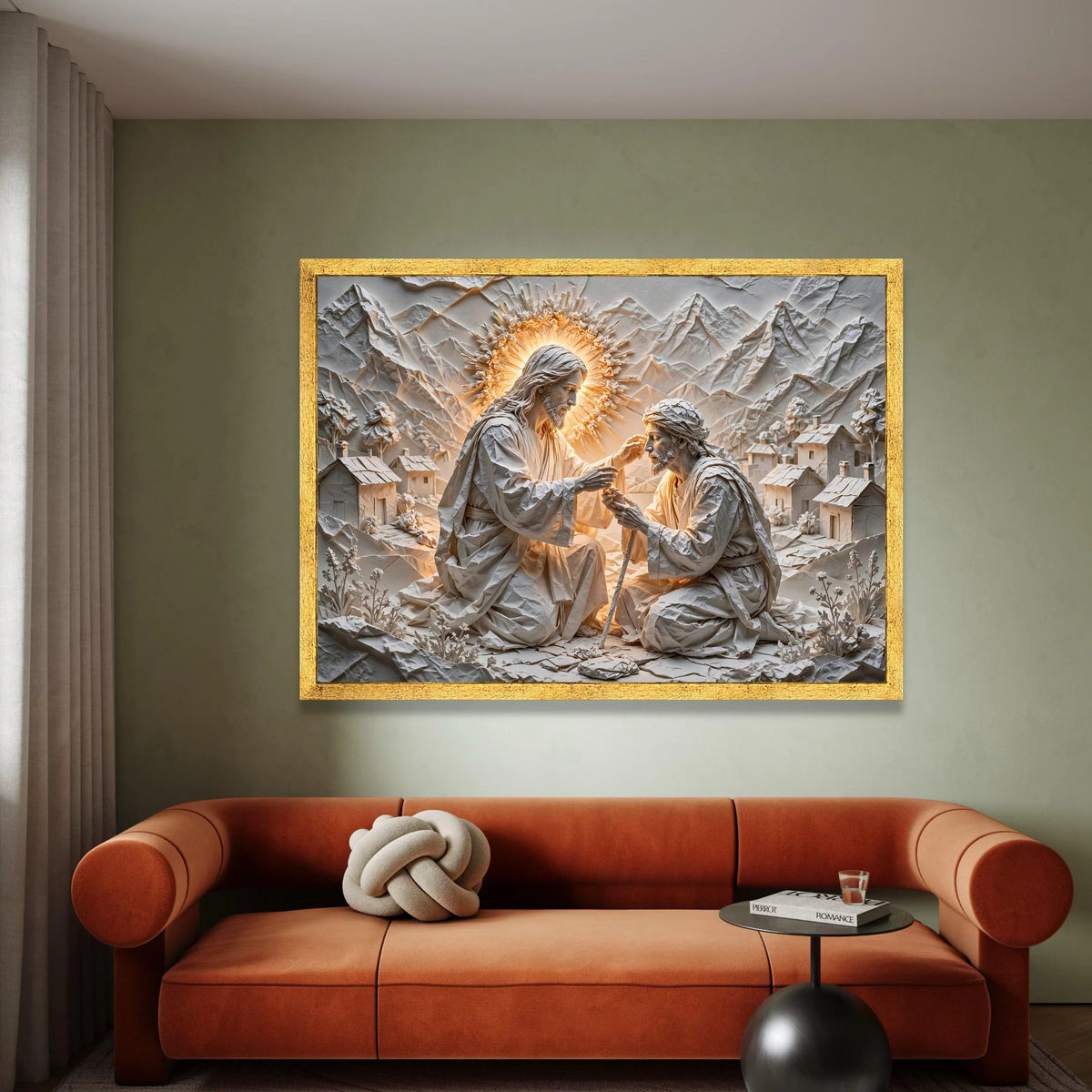 Healing Touch Religious Scene Canvas Wall Art, Jesus Blessing Artwork, Spiritual Christian Decoration, Inspirational Faith Canvas Print Art