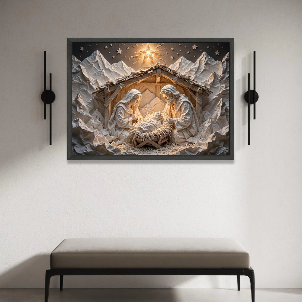 Nativity Scene Canvas Wall Art, Christmas Manger Decoration, Holy Family Canvas, Religious Holiday Canvas, Spiritual Home Canvas Print Art