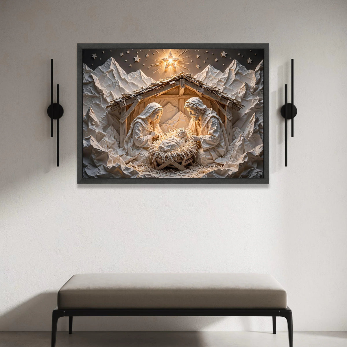 Nativity Scene Canvas Wall Art, Christmas Manger Decoration, Holy Family Canvas, Religious Holiday Canvas, Spiritual Home Canvas Print Art
