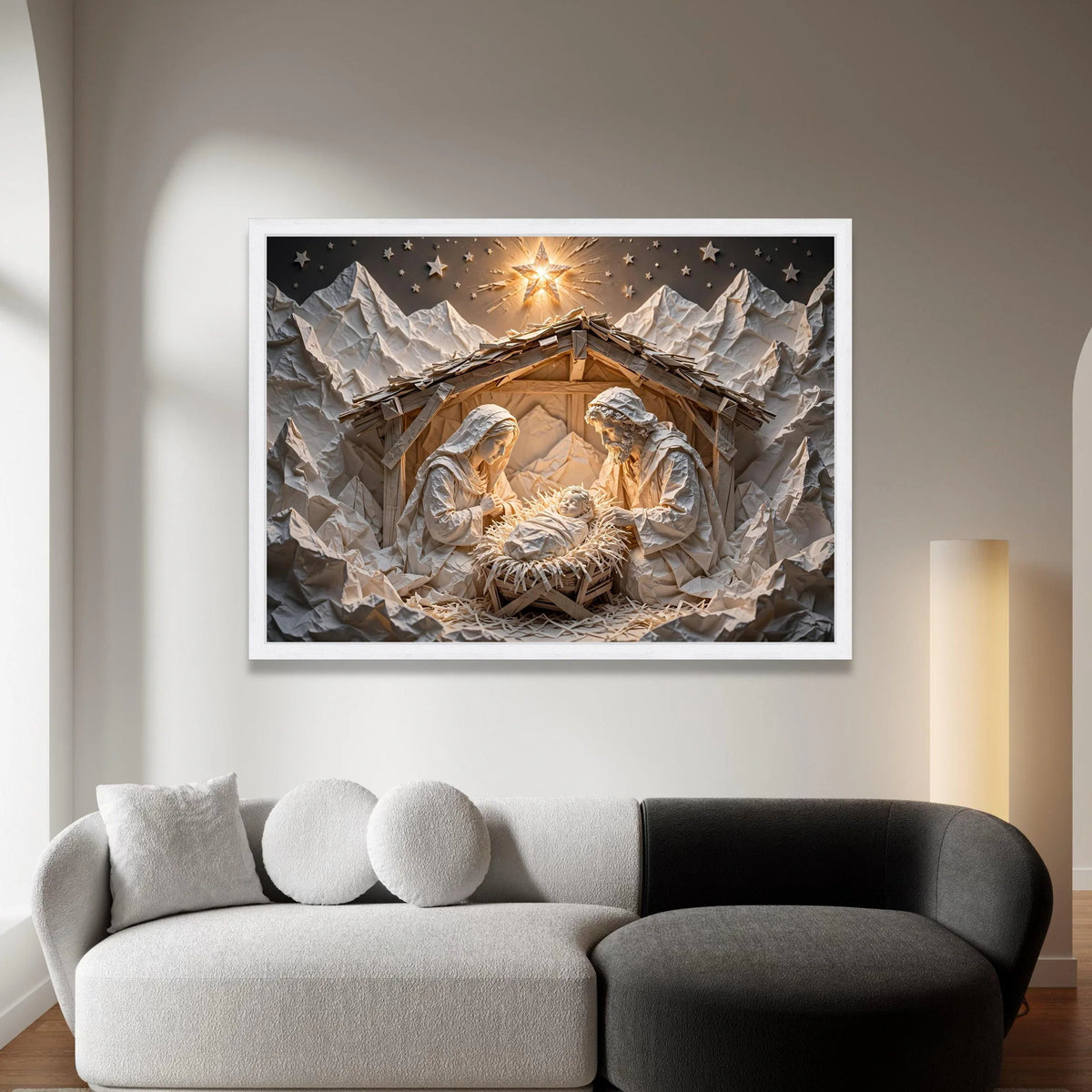 Nativity Scene Canvas Wall Art, Christmas Manger Decoration, Holy Family Canvas, Religious Holiday Canvas, Spiritual Home Canvas Print Art