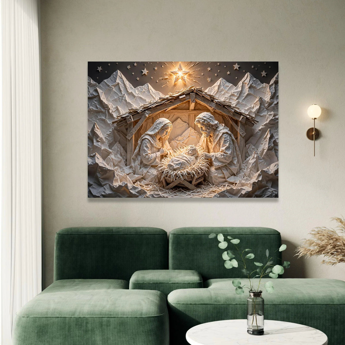 Nativity Scene Canvas Wall Art, Christmas Manger Decoration, Holy Family Canvas, Religious Holiday Canvas, Spiritual Home Canvas Print Art