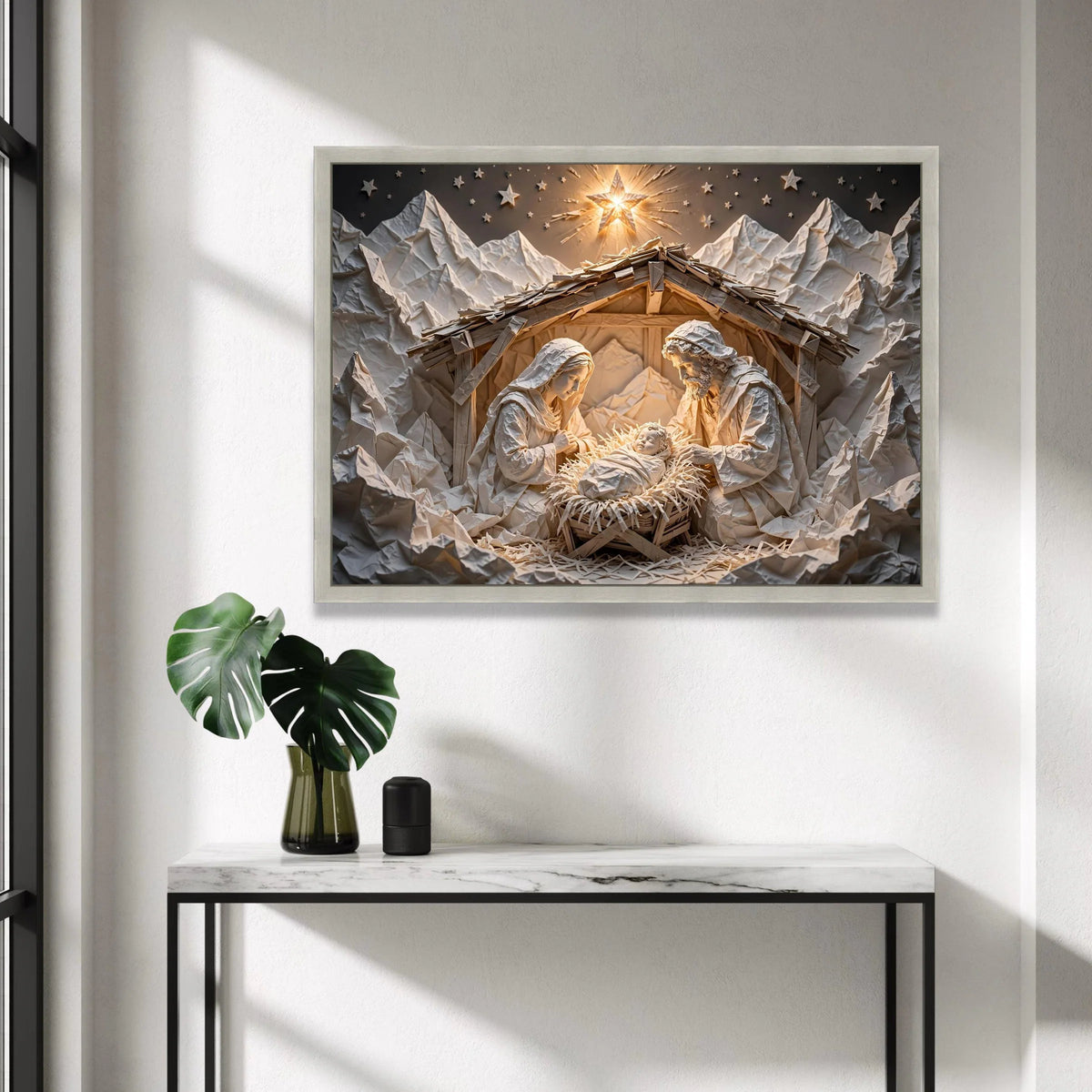 Nativity Scene Canvas Wall Art, Christmas Manger Decoration, Holy Family Canvas, Religious Holiday Canvas, Spiritual Home Canvas Print Art