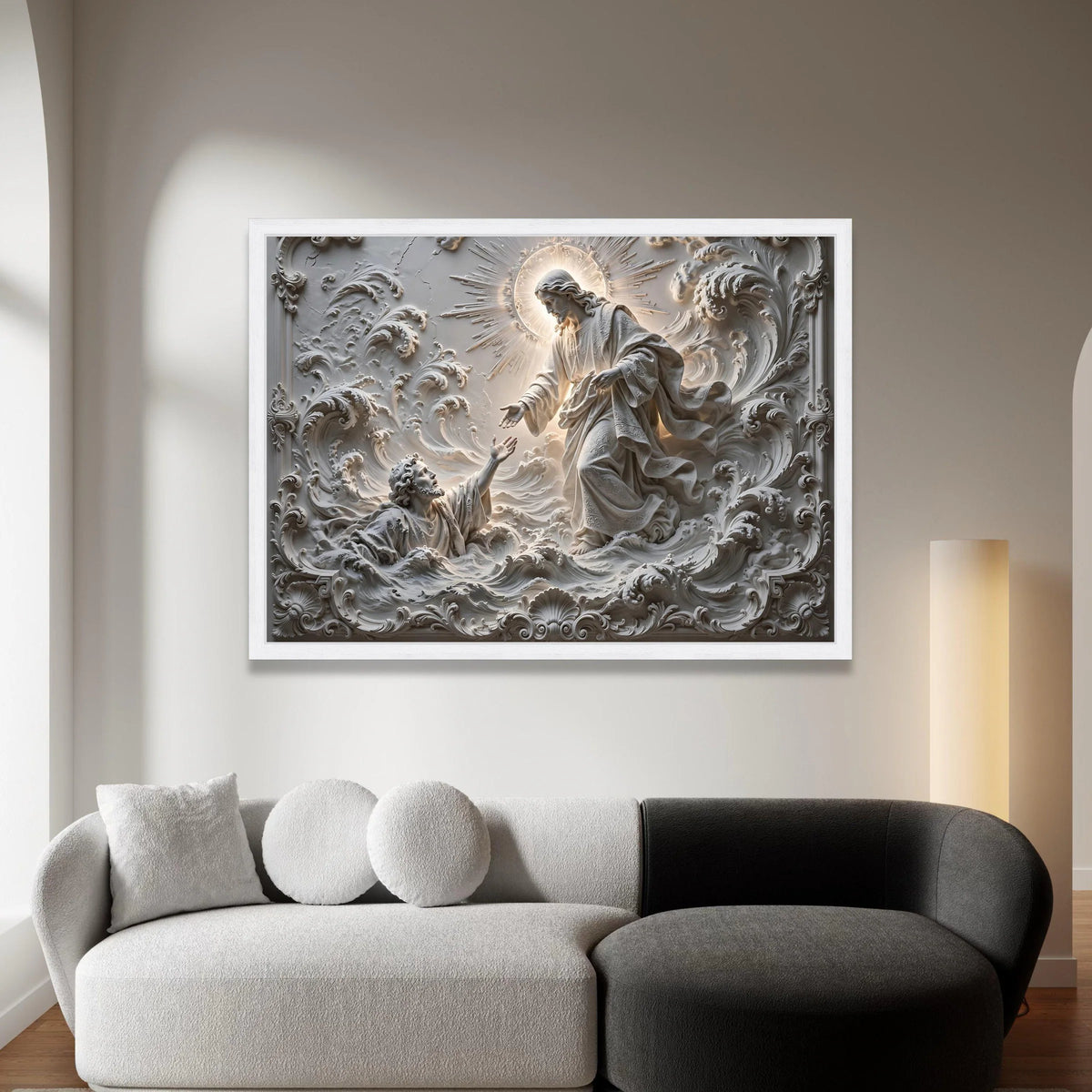 Spiritual Rescue Scene Canvas, Religious Wall Art, Faith Decoration, Angelic Light Canvas, Home Spirituality Art Canvas Print Art