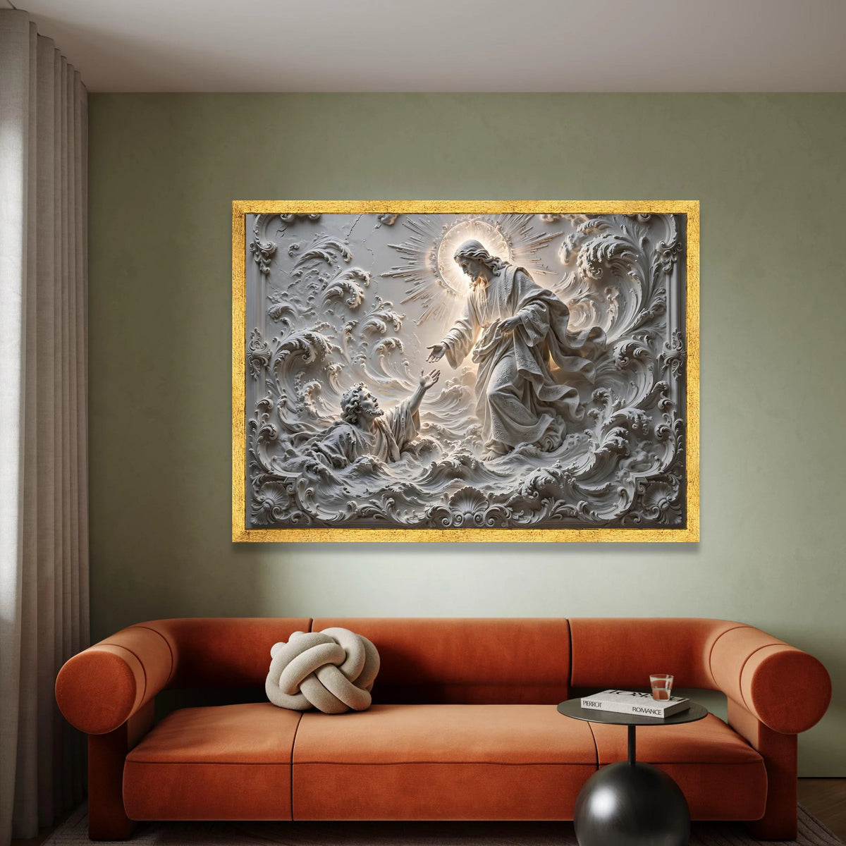 Spiritual Rescue Scene Canvas, Religious Wall Art, Faith Decoration, Angelic Light Canvas, Home Spirituality Art Canvas Print Art