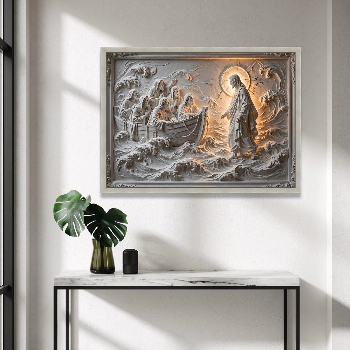 Jesus Walking on Water Canvas Wall Art, Biblical Scene Canvas, Spiritual Religious Canvas, Christian Home Decoration, Canvas Print Art