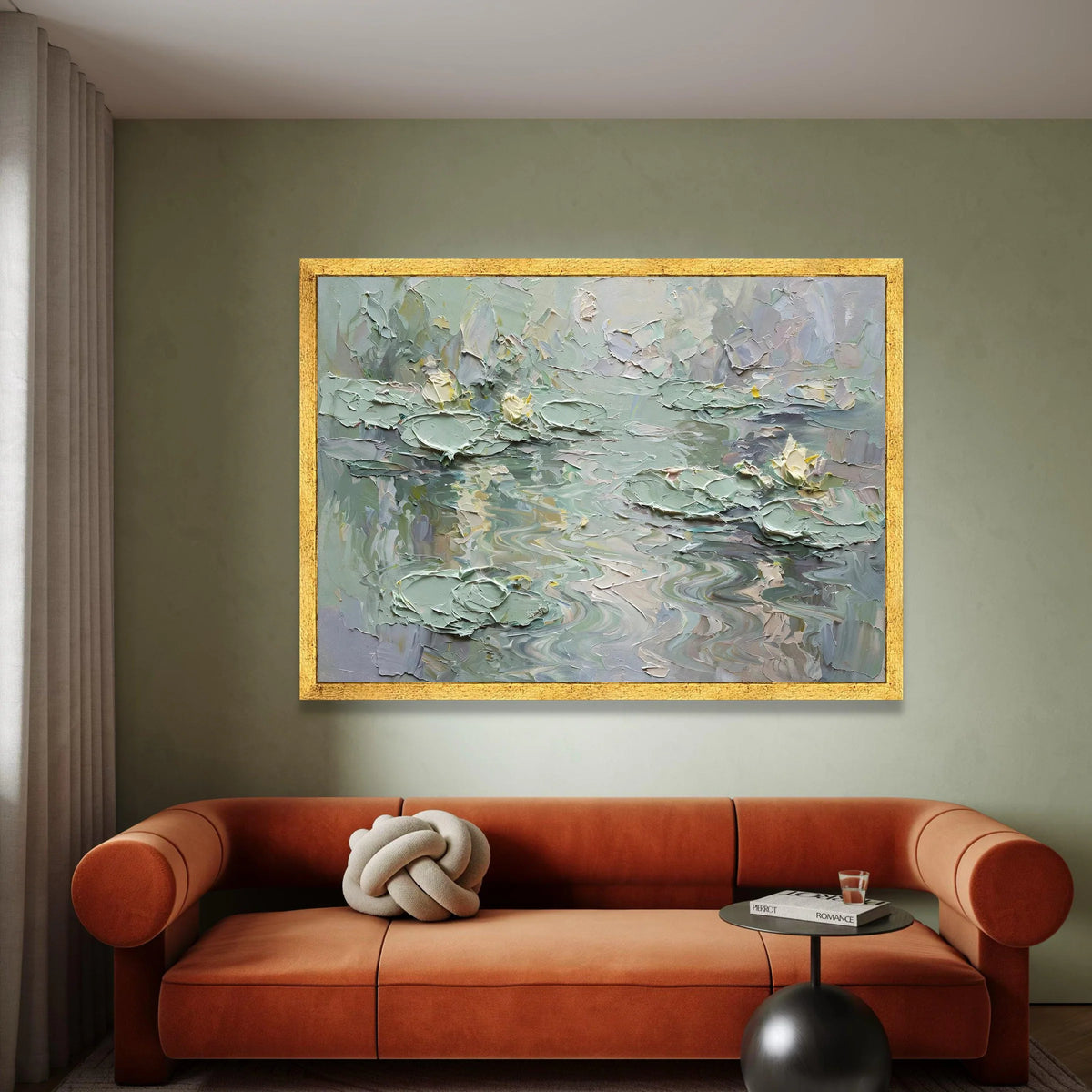 Soft Water Lilies Canvas Wall Art, Serene Pond Scene, Tranquil Floral Painting, Pastel Green Home Decor, Nature Canvas Canvas Print Art