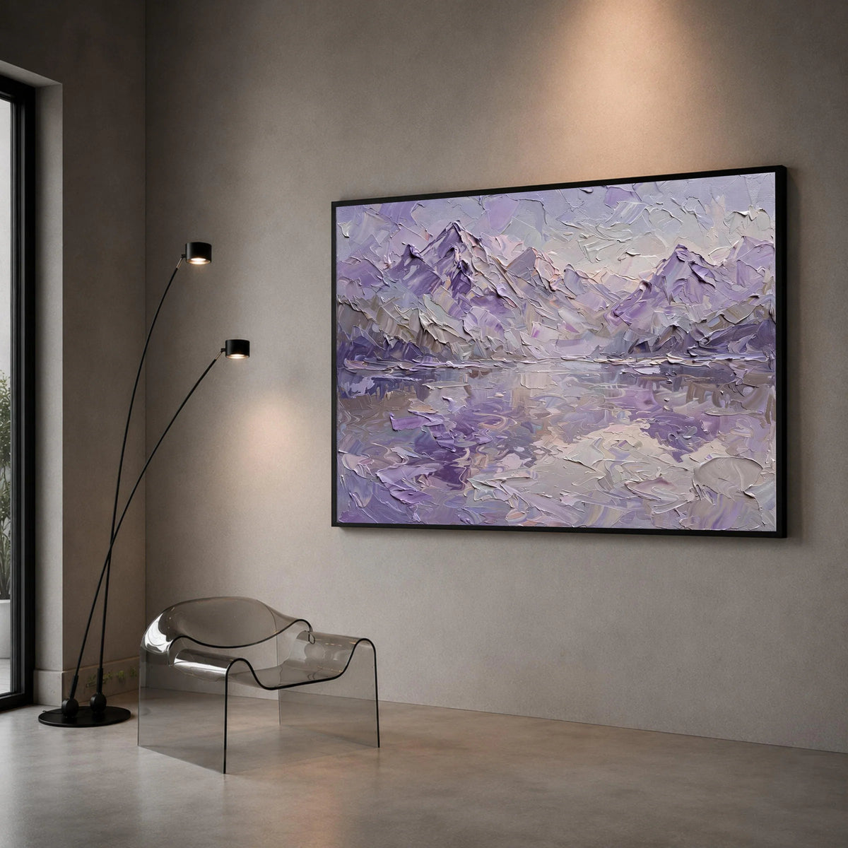Lavender Mountain Landscape Canvas Wall Art, Abstract Purple Scenic View, Modern Nature Canvas, Living Room Decor, Ready to Canvas Print Art