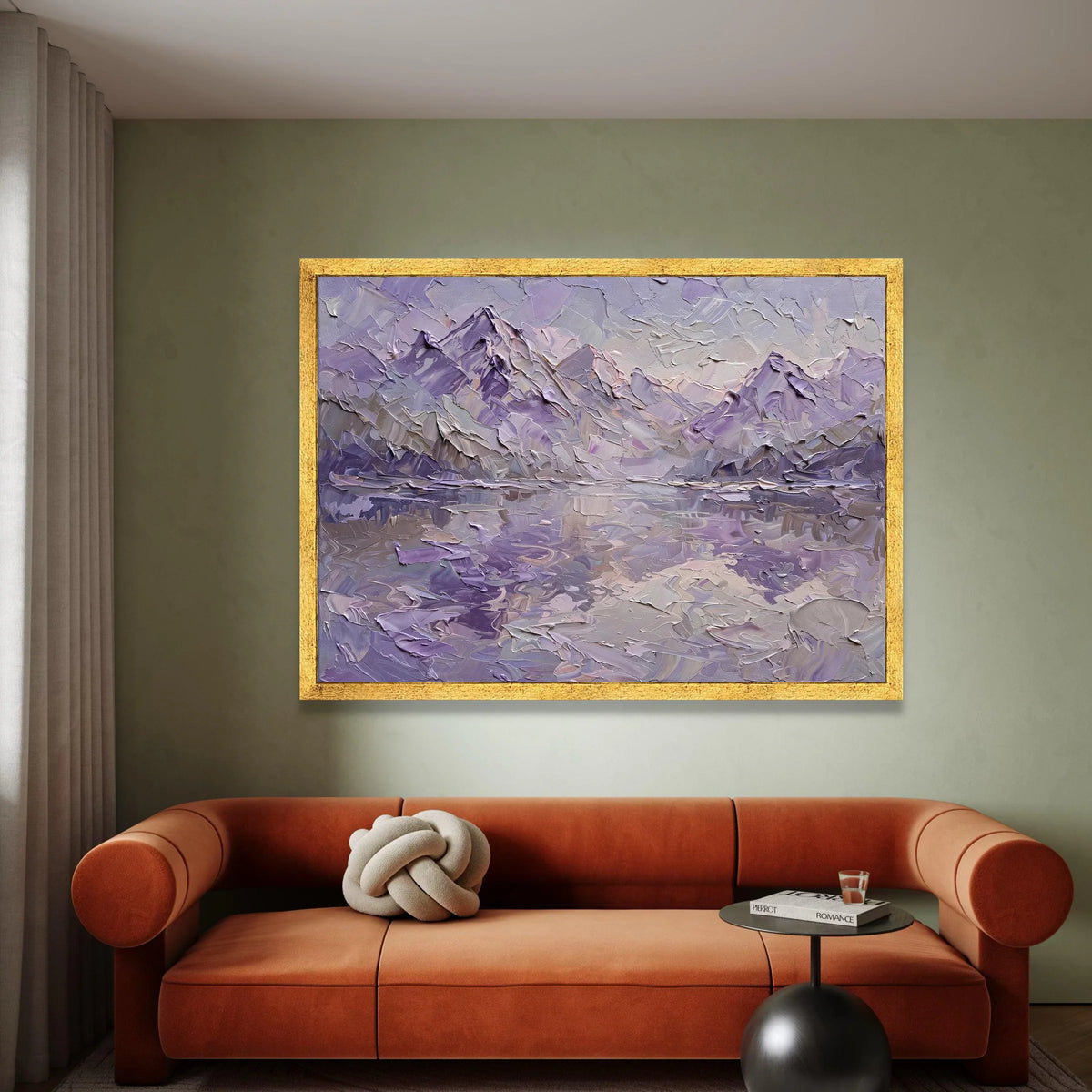 Lavender Mountain Landscape Canvas Wall Art, Abstract Purple Scenic View, Modern Nature Canvas, Living Room Decor, Ready to Canvas Print Art