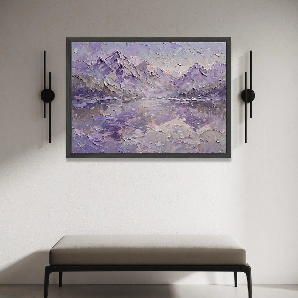Lavender Mountain Landscape Canvas Wall Art, Abstract Purple Scenic View, Modern Nature Canvas, Living Room Decor, Ready to Canvas Print Art