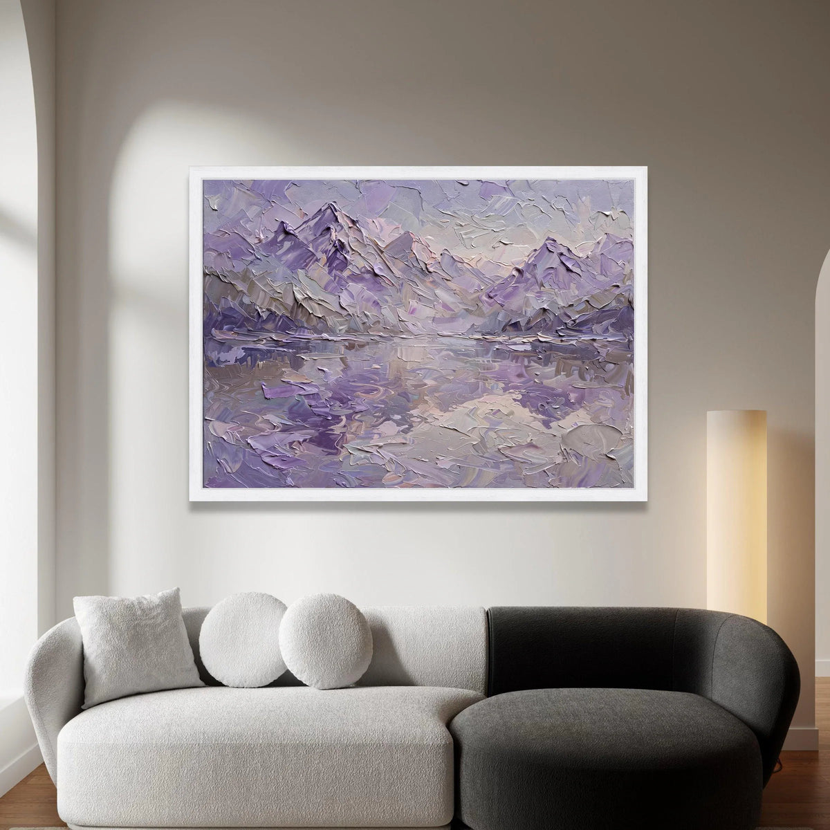 Lavender Mountain Landscape Canvas Wall Art, Abstract Purple Scenic View, Modern Nature Canvas, Living Room Decor, Ready to Canvas Print Art