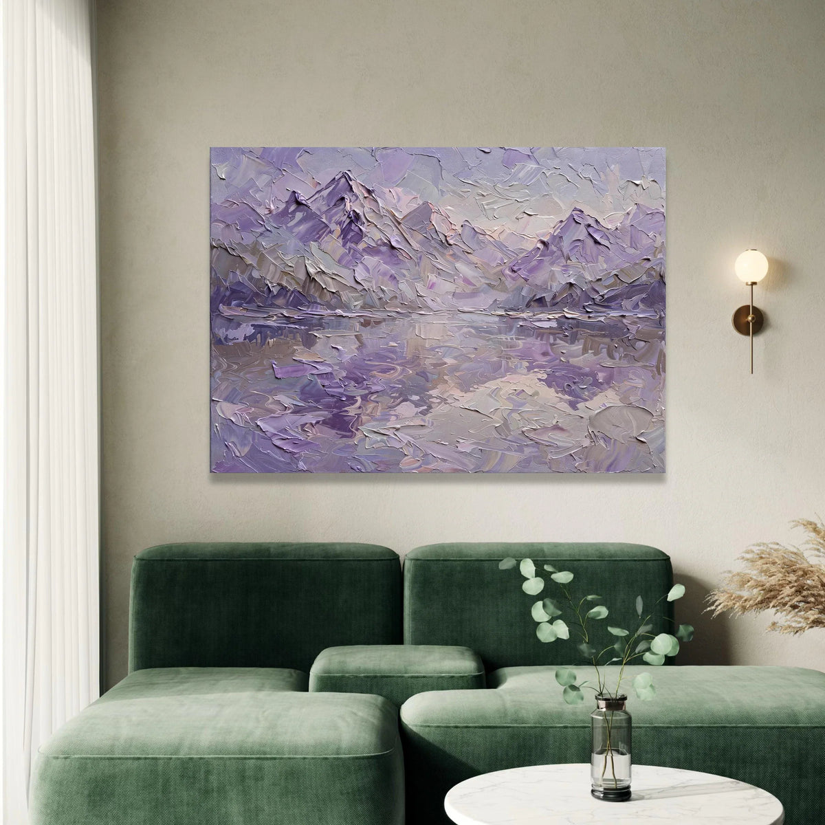 Lavender Mountain Landscape Canvas Wall Art, Abstract Purple Scenic View, Modern Nature Canvas, Living Room Decor, Ready to Canvas Print Art