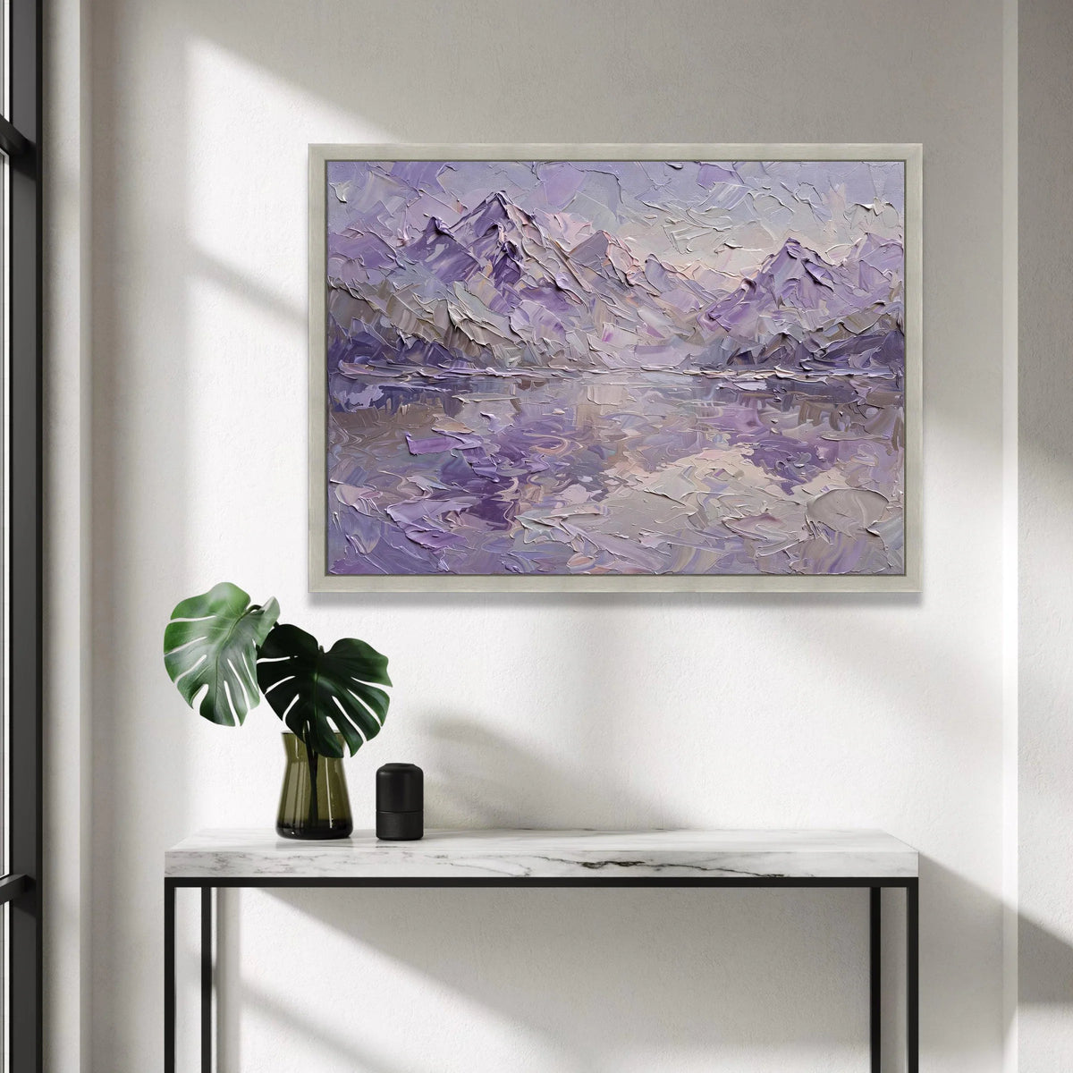 Lavender Mountain Landscape Canvas Wall Art, Abstract Purple Scenic View, Modern Nature Canvas, Living Room Decor, Ready to Canvas Print Art