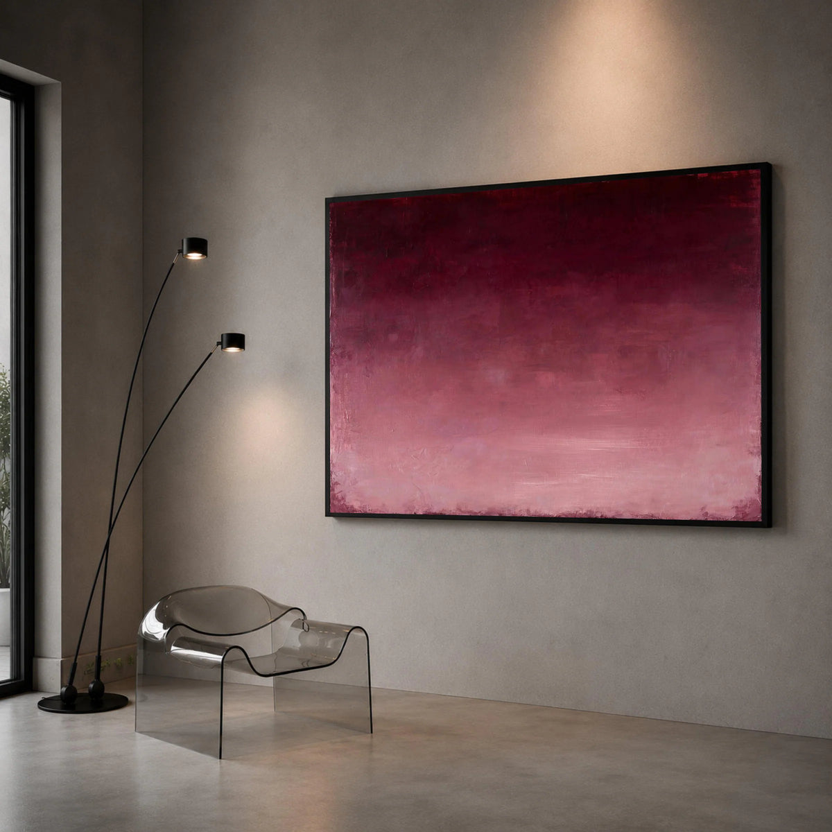 Soft Gradient Burgundy Canvas, Modern Abstract Wall Art, Minimalist Home Decoration, Warm Red Ombre Canvas, Contemporary Canvas Print Art