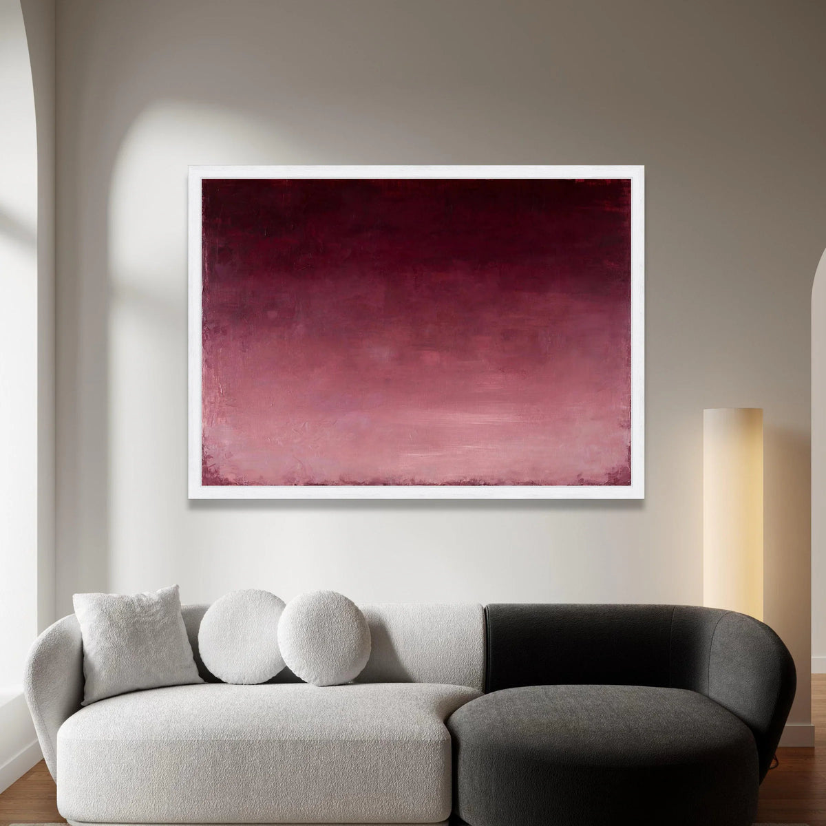 Soft Gradient Burgundy Canvas, Modern Abstract Wall Art, Minimalist Home Decoration, Warm Red Ombre Canvas, Contemporary Canvas Print Art
