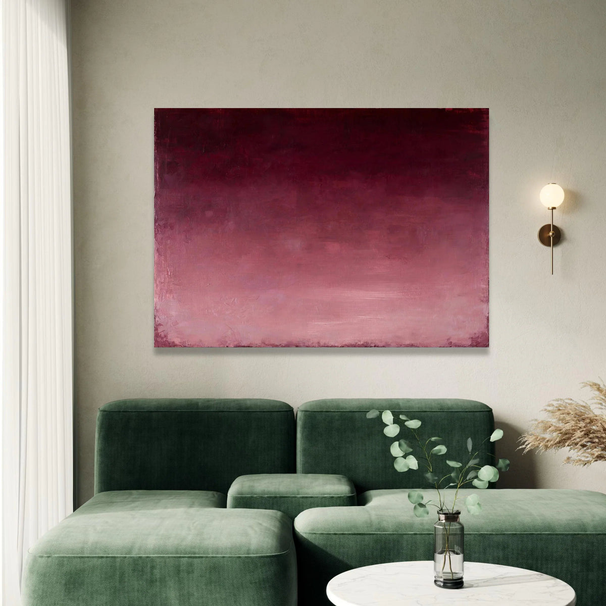 Soft Gradient Burgundy Canvas, Modern Abstract Wall Art, Minimalist Home Decoration, Warm Red Ombre Canvas, Contemporary Canvas Print Art