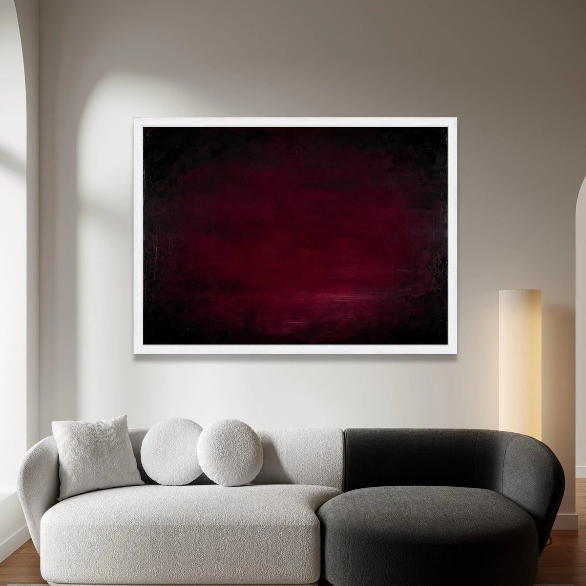 Deep Burgundy Gradient Canvas, Dark Abstract Wall Art, Modern Minimalist Canvas, Home Decoration Artwork, Moody Red Canvas Canvas Print Art
