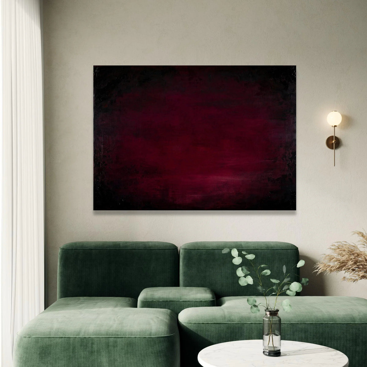 Deep Burgundy Gradient Canvas, Dark Abstract Wall Art, Modern Minimalist Canvas, Home Decoration Artwork, Moody Red Canvas Canvas Print Art