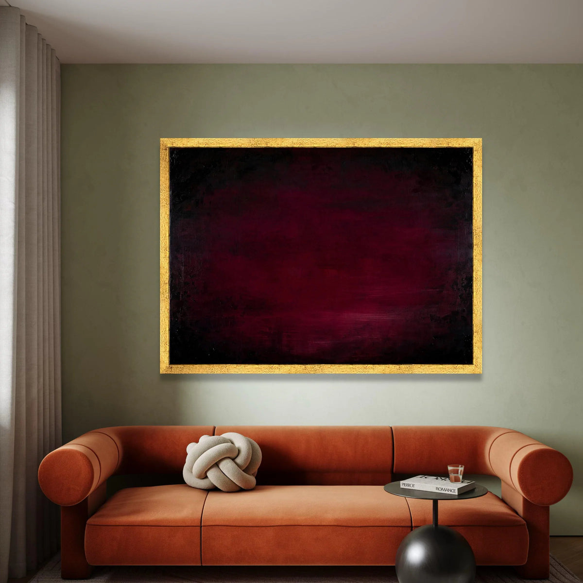 Deep Burgundy Gradient Canvas, Dark Abstract Wall Art, Modern Minimalist Canvas, Home Decoration Artwork, Moody Red Canvas Canvas Print Art