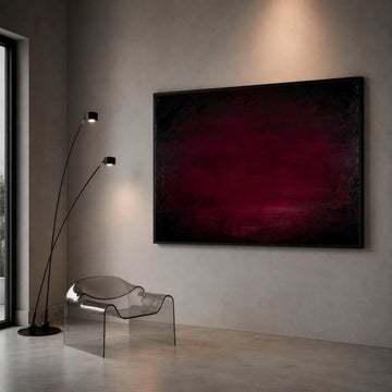 Deep Burgundy Gradient Canvas, Dark Abstract Wall Art, Modern Minimalist Canvas, Home Decoration Artwork, Moody Red Canvas Canvas Print Art