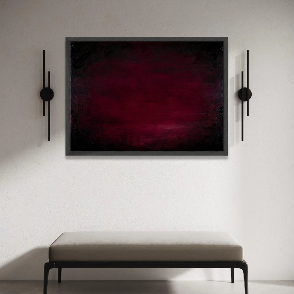 Deep Burgundy Gradient Canvas, Dark Abstract Wall Art, Modern Minimalist Canvas, Home Decoration Artwork, Moody Red Canvas Canvas Print Art