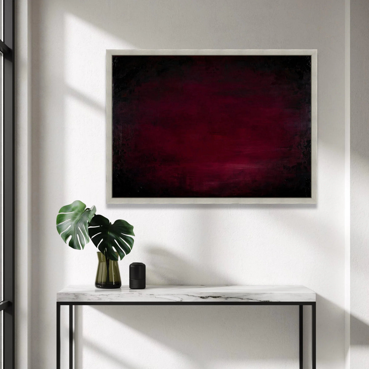 Deep Burgundy Gradient Canvas, Dark Abstract Wall Art, Modern Minimalist Canvas, Home Decoration Artwork, Moody Red Canvas Canvas Print Art