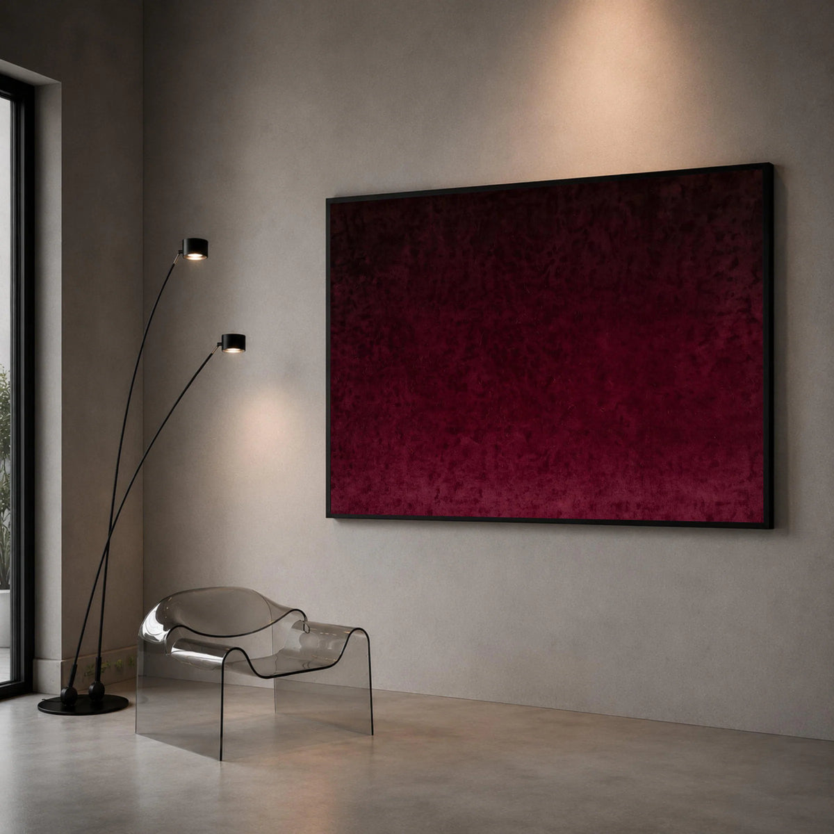 Deep Burgundy Abstract Canvas, Dark Red Wall Art, Modern Minimalist Home Decor, Rich Color Canvas Print, Elegant Living Canvas Print Art