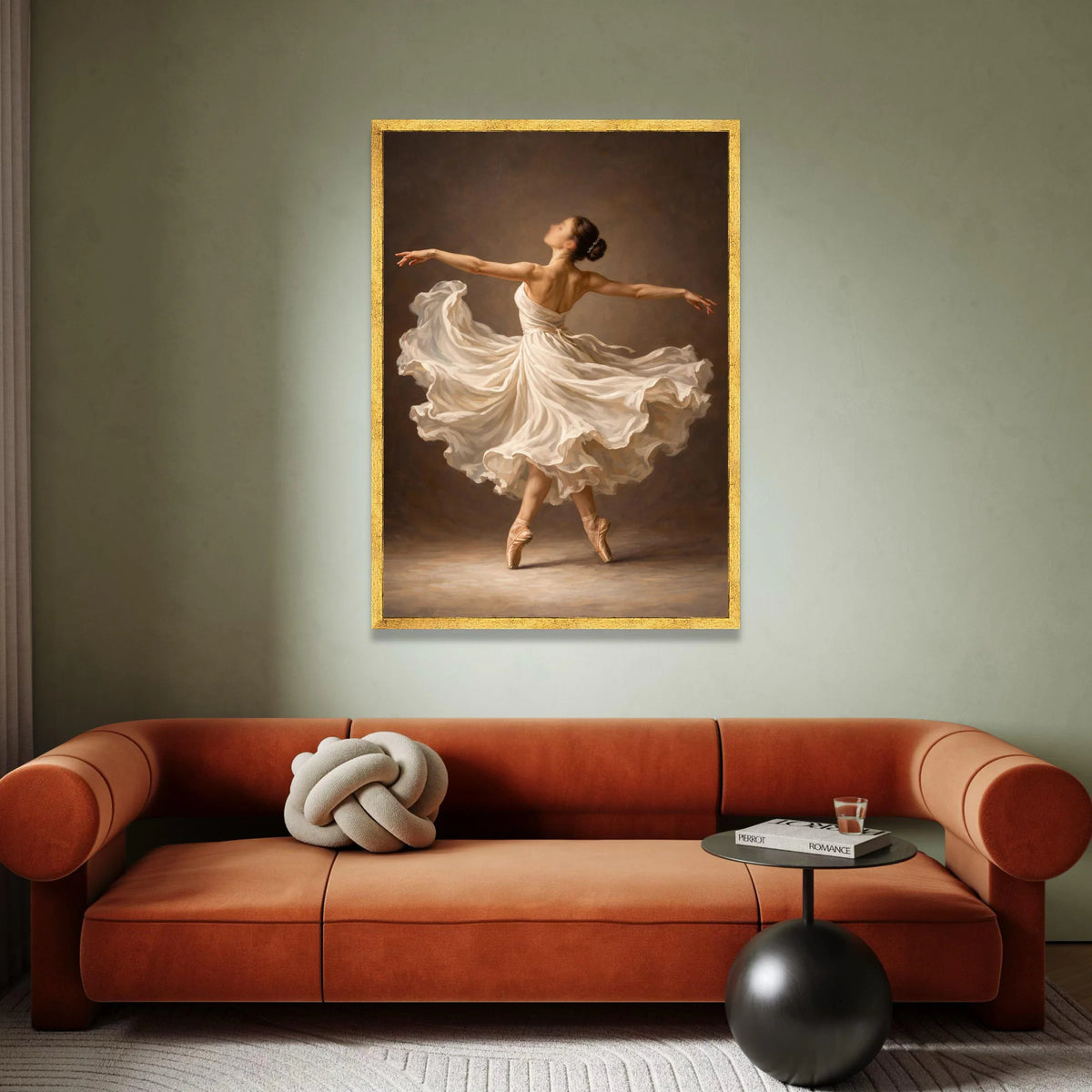 Elegant Ballerina Dance, Flowing White Dress Canvas, Ballet Pointe Shoes Wall Art, Graceful Movement Painting, Home Decor Canvas Print Art